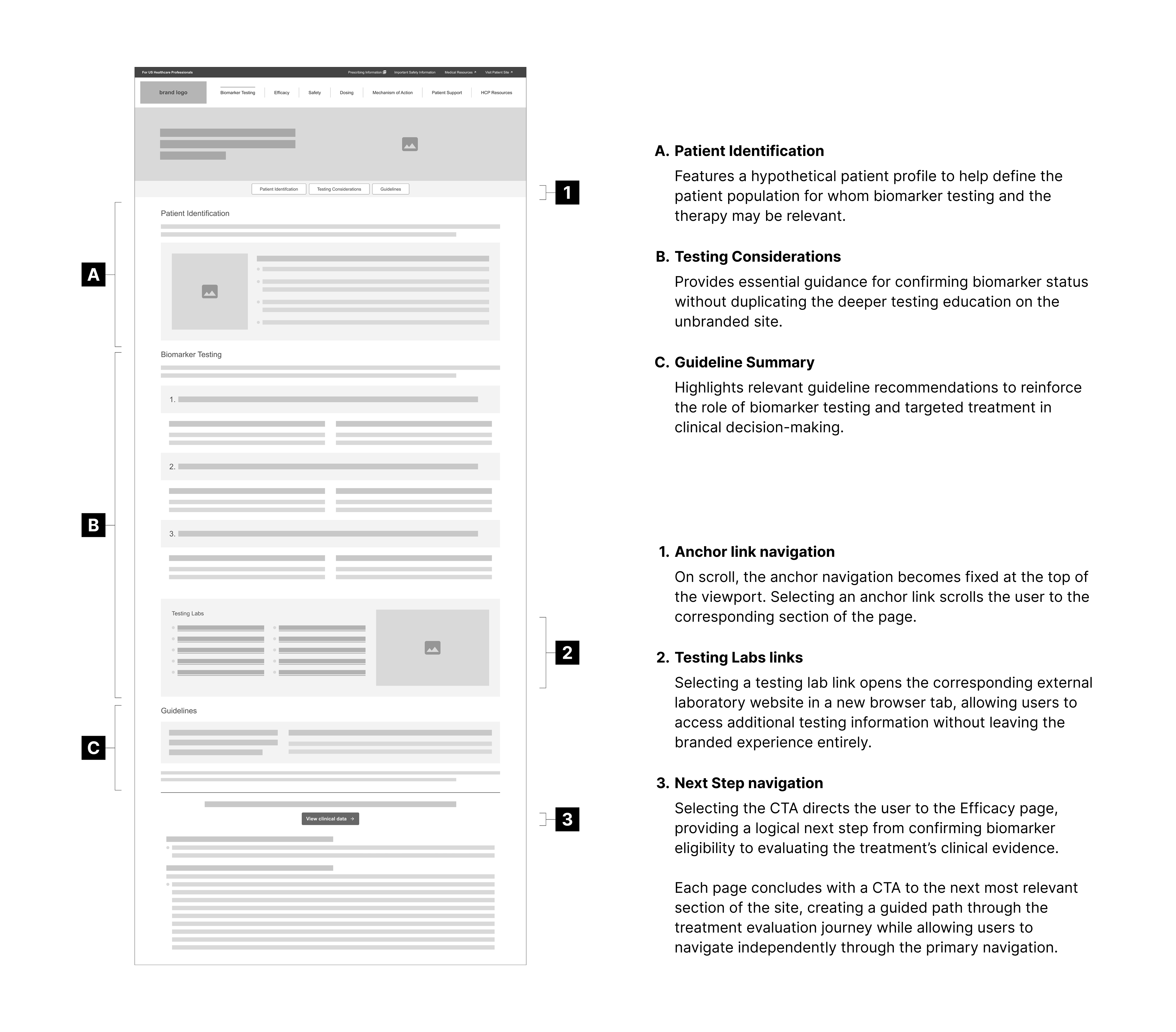 Branded Biomarker Testing Wireframe